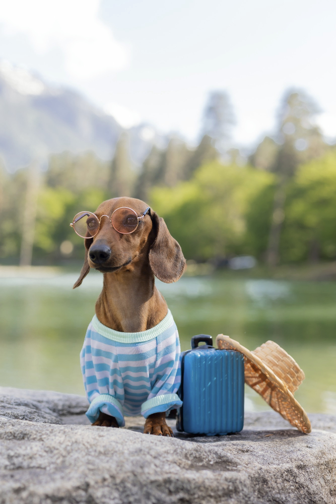 Dog with bagage